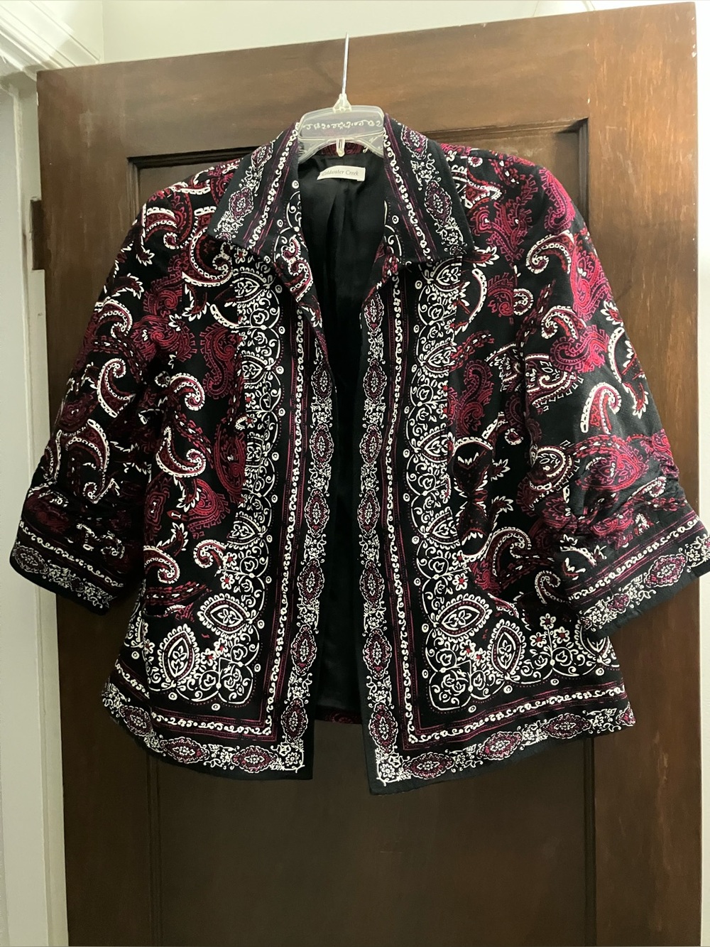 Embroidered Paisley Black & Magenta Jacket